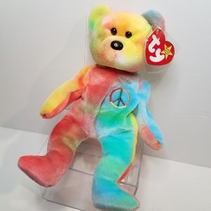 TY Peace Tie dyed Bear Beanie Baby Protective Case 90s Y2K